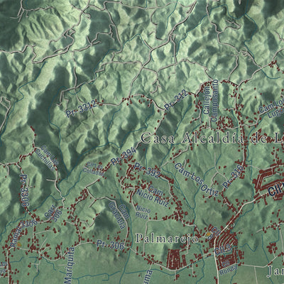 Close-up of the map of Lajas, Puerto Rico print showing street and building detail