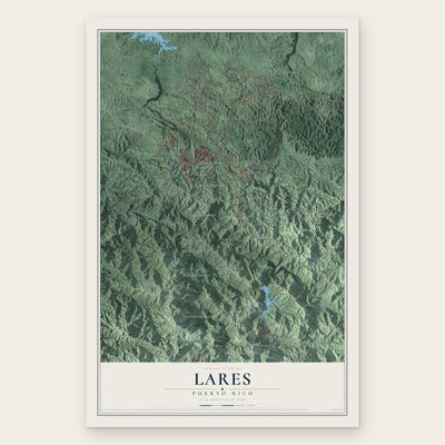 Lares, Puerto Rico map print, the full design
