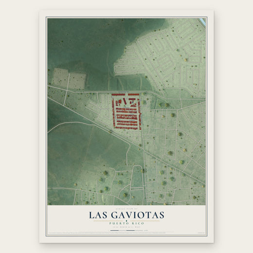 Las Gaviotas, Puerto Rico map print, the full design