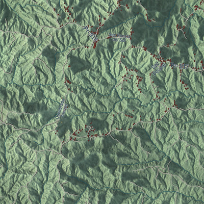 Close-up of the map of Las Piedras, Puerto Rico print showing street and building detail