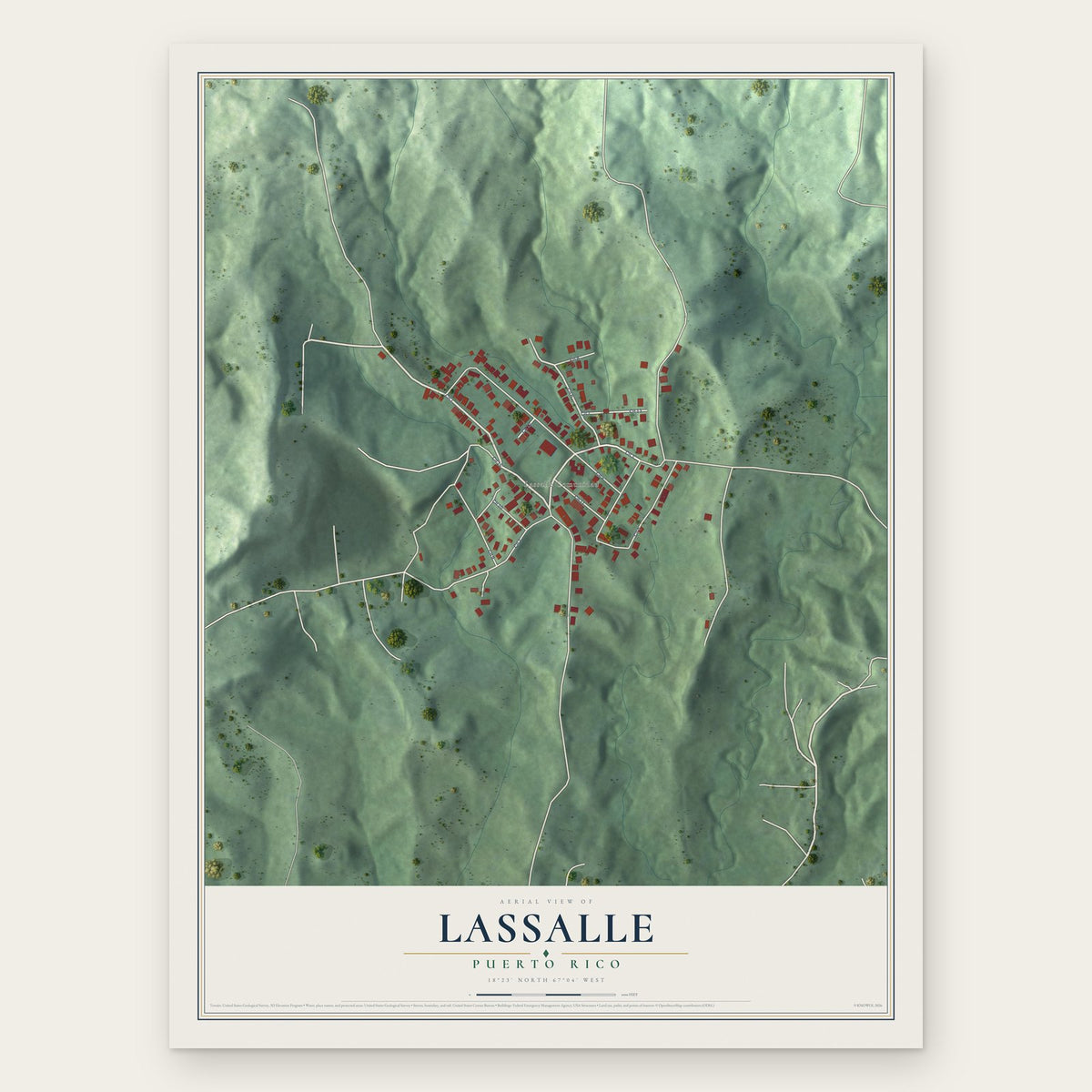 Lassalle, Puerto Rico map print, the full design