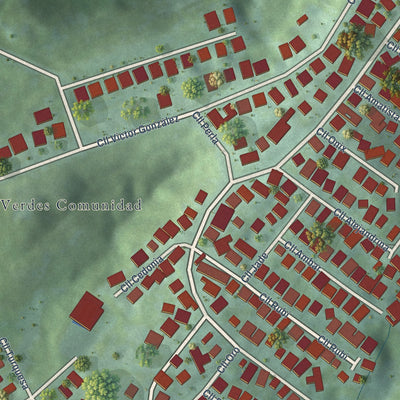 Close-up of the map of Lomas Verdes, Puerto Rico print showing street and building detail