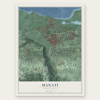 Manatí, Puerto Rico map print, the full design