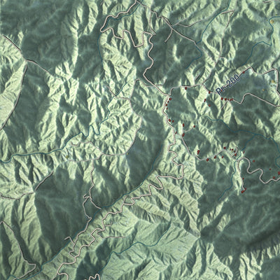 Close-up of the map of Maunabo, Puerto Rico print showing street and building detail