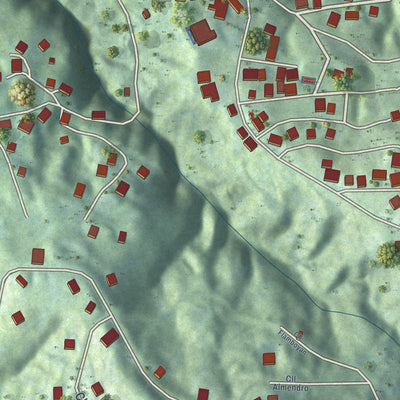 Close-up of the map of Palma Sola, Puerto Rico print showing street and building detail