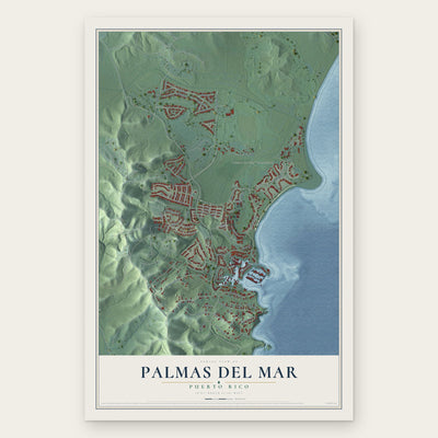 Palmas del Mar, Puerto Rico map print, the full design