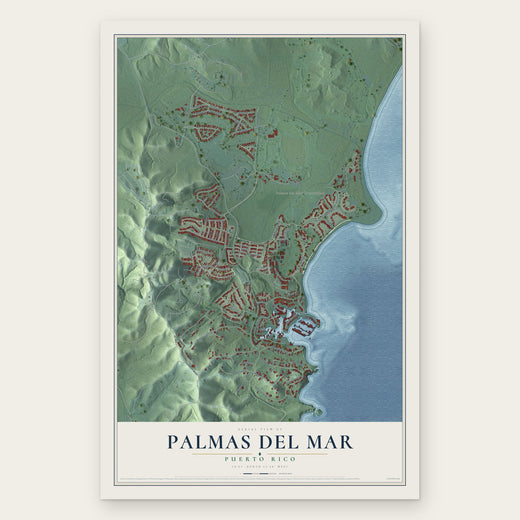 Palmas del Mar, Puerto Rico map print, the full design