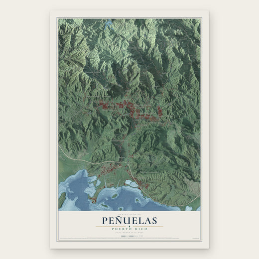 Peñuelas, Puerto Rico map print, the full design
