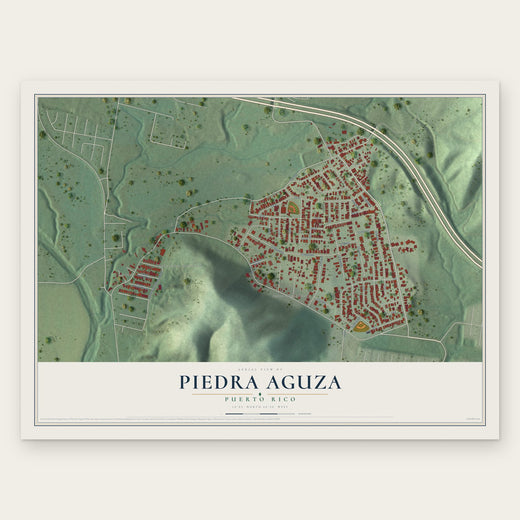 Piedra Aguza, Puerto Rico map print, the full design