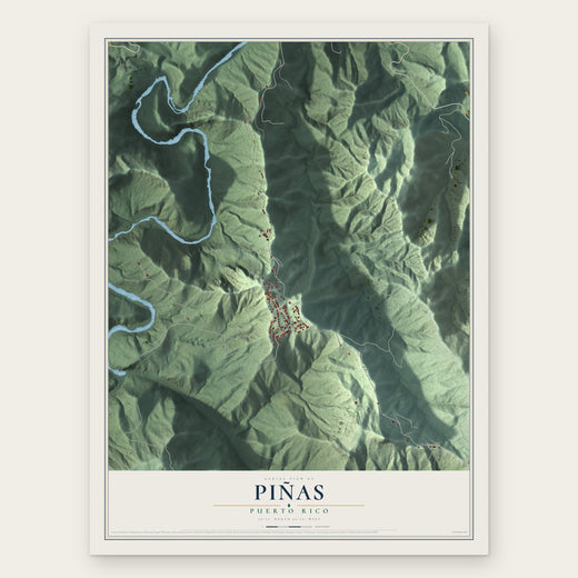 Piñas, Puerto Rico map print, the full design