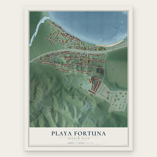 Playa Fortuna, Puerto Rico map print, the full design