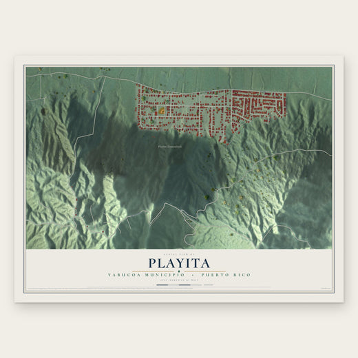Playita, Yabucoa Municipio, Puerto Rico map print, the full design