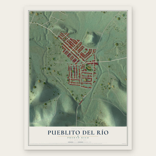 Pueblito del Río, Puerto Rico map print, the full design