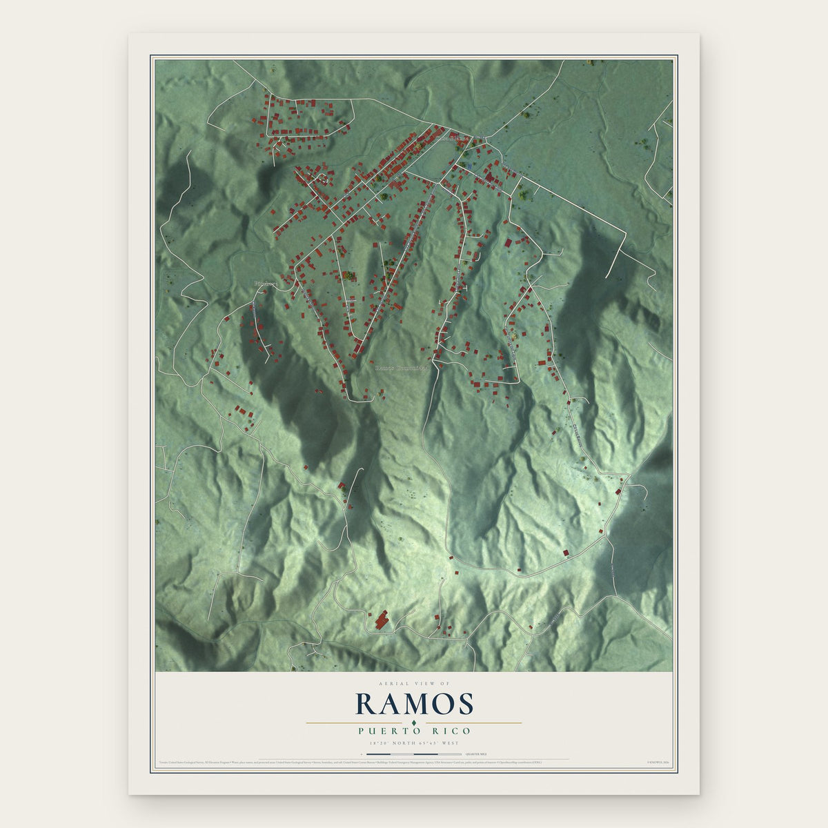 Ramos, Puerto Rico map print, the full design