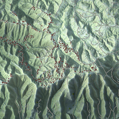 Close-up of the map of Rincón, Puerto Rico print showing street and building detail