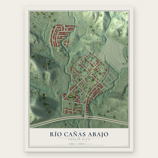 Río Cañas Abajo, Puerto Rico map print, the full design