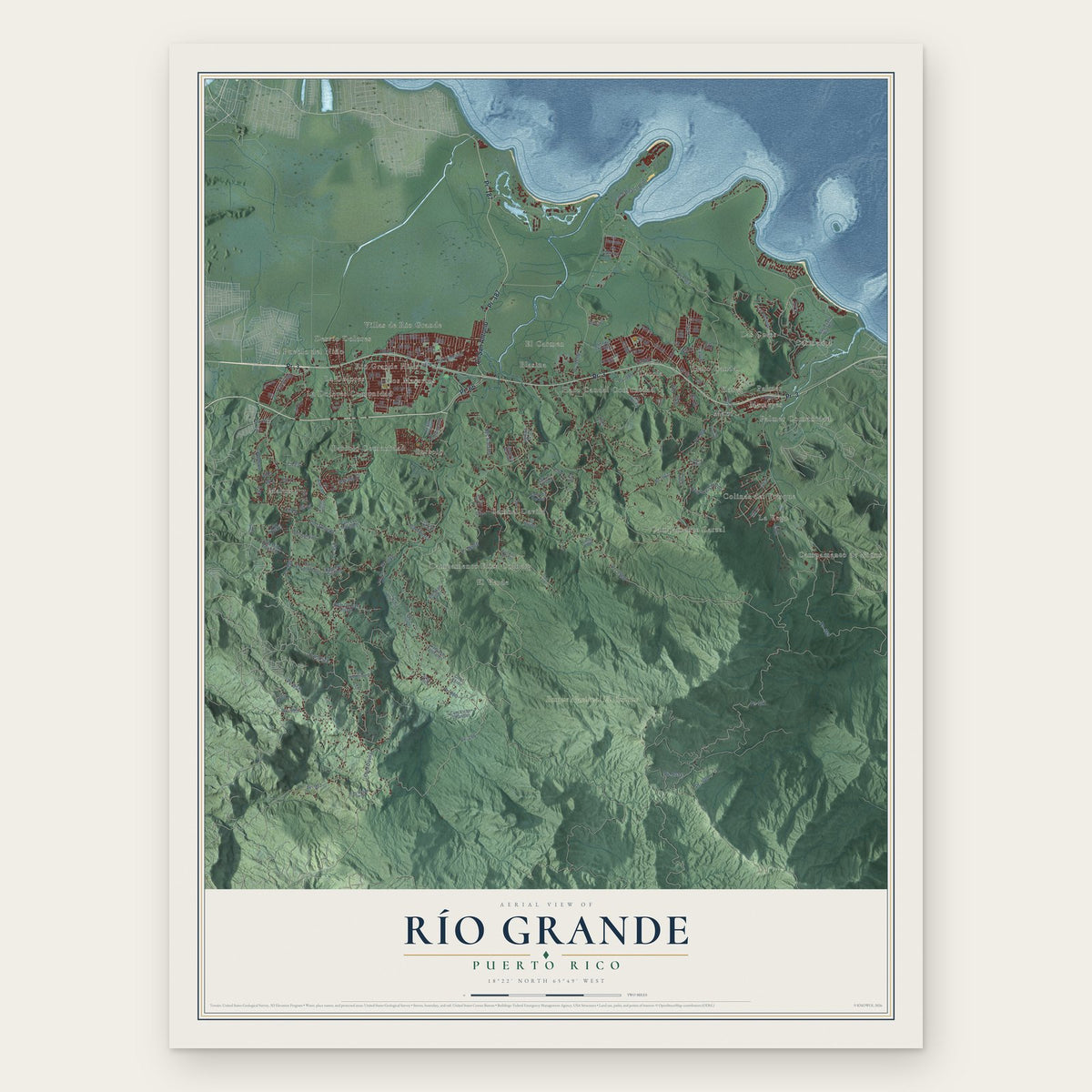 Río Grande, Puerto Rico map print, the full design