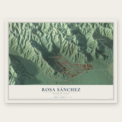 Rosa Sánchez, Puerto Rico map print, the full design