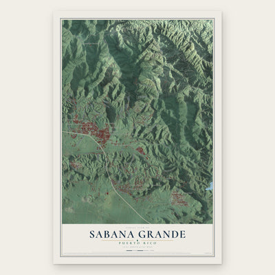 Sabana Grande, Puerto Rico map print, the full design