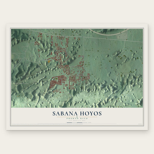 Sabana Hoyos, Puerto Rico map print, the full design