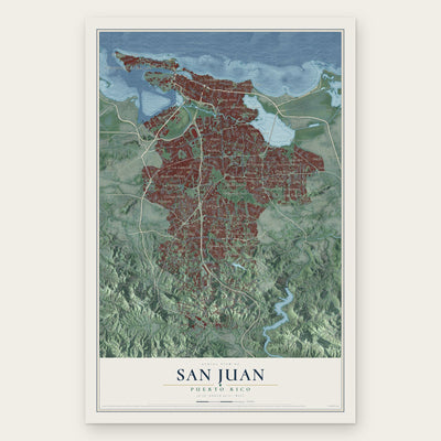 San Juan, Puerto Rico map print, the full design