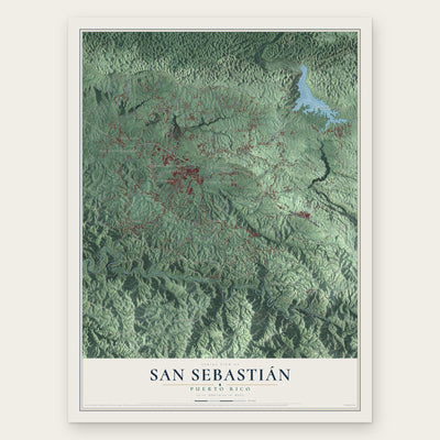 San Sebastián, Puerto Rico map print, the full design