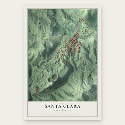 Santa Clara, Puerto Rico map print, the full design