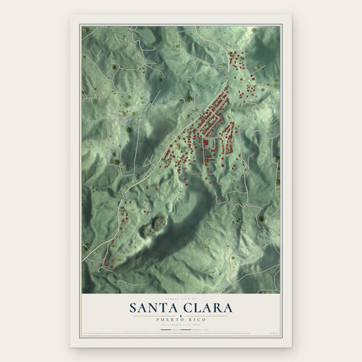 Santa Clara, Puerto Rico map print, the full design