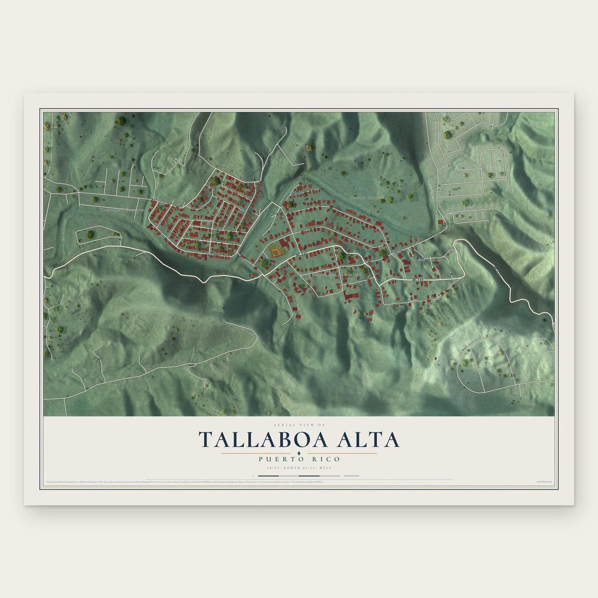 Tallaboa Alta, Puerto Rico map print, the full design