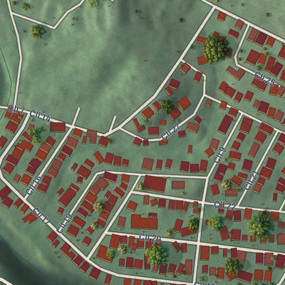 Close-up of the map of Tallaboa Alta, Puerto Rico print showing street and building detail