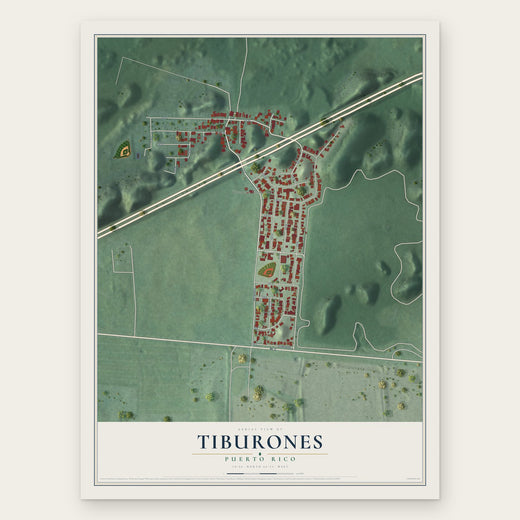 Tiburones, Puerto Rico map print, the full design