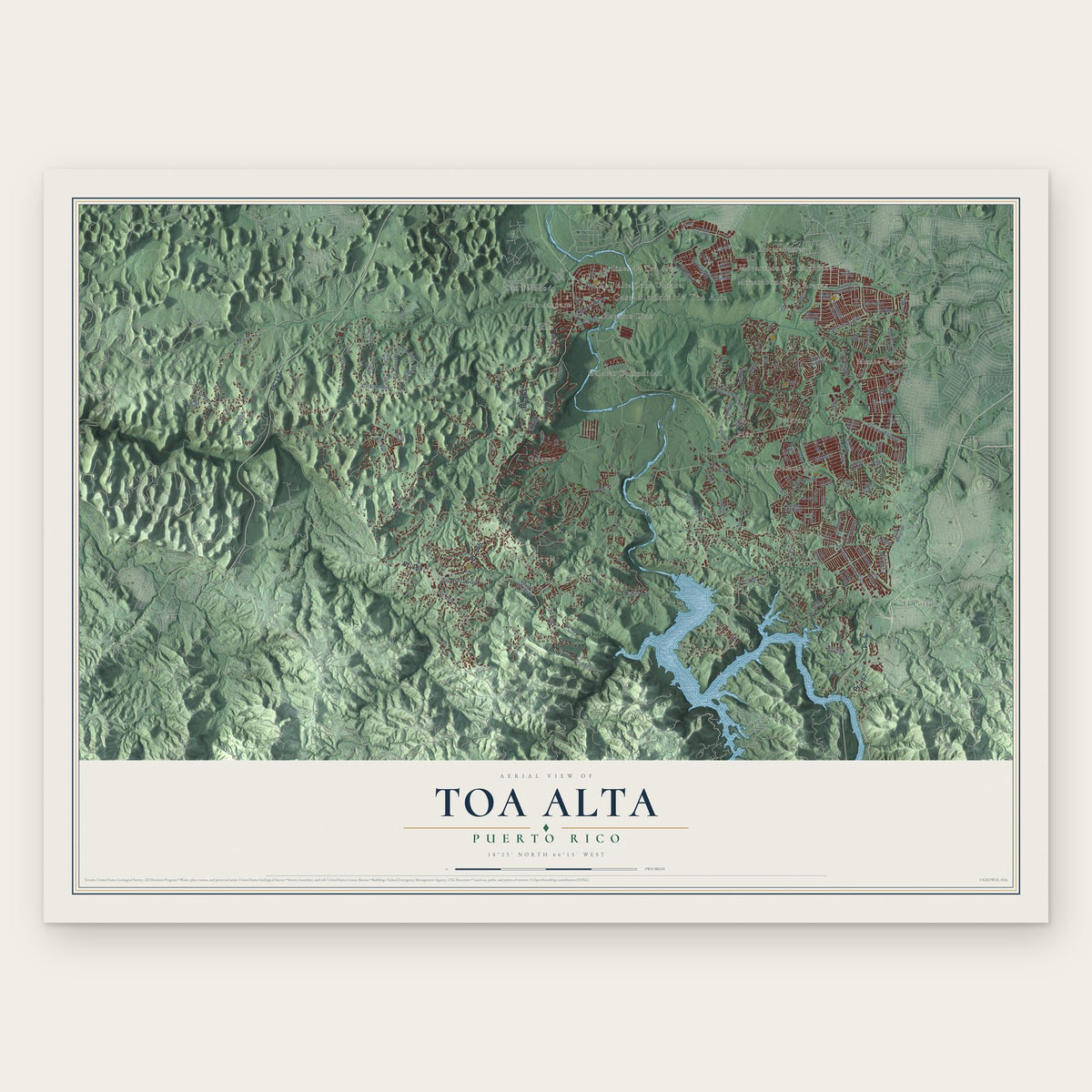 Toa Alta, Puerto Rico map print, the full design