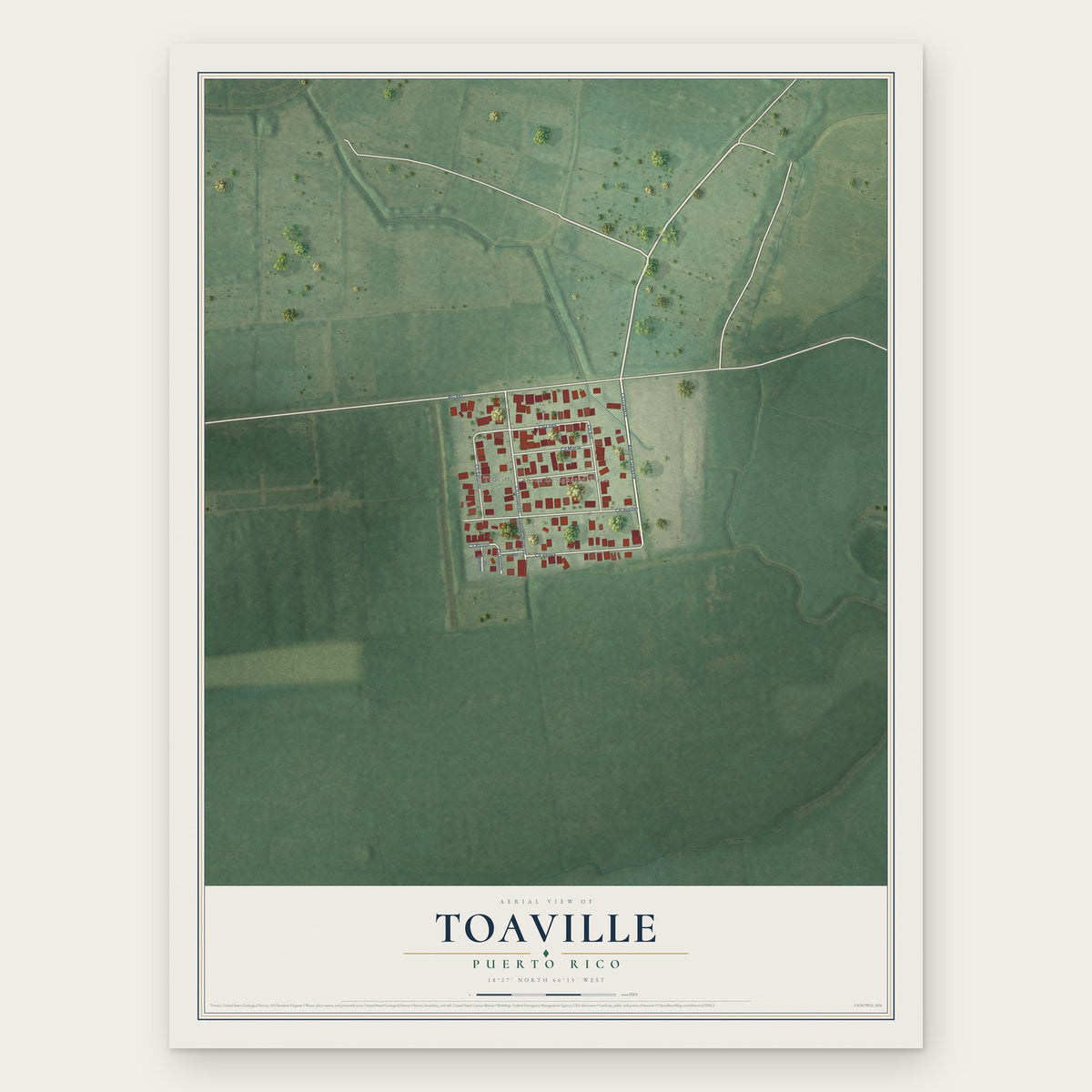 Toaville, Puerto Rico map print, the full design