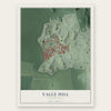 Valle Hill, Puerto Rico map print, the full design