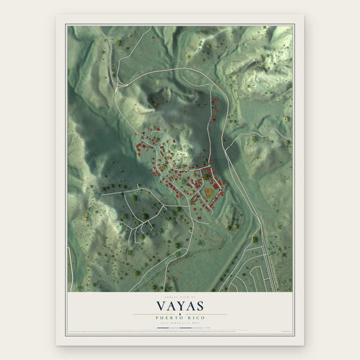 Vayas, Puerto Rico map print, the full design