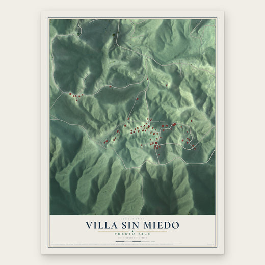 Villa Sin Miedo, Puerto Rico map print, the full design
