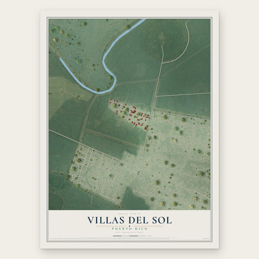 Villas del Sol, Puerto Rico map print, the full design