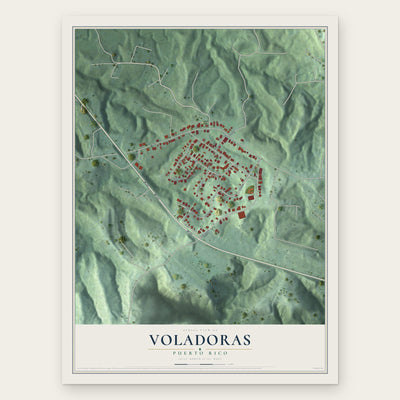 Voladoras, Puerto Rico map print, the full design