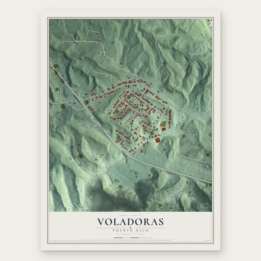 Voladoras, Puerto Rico map print, the full design