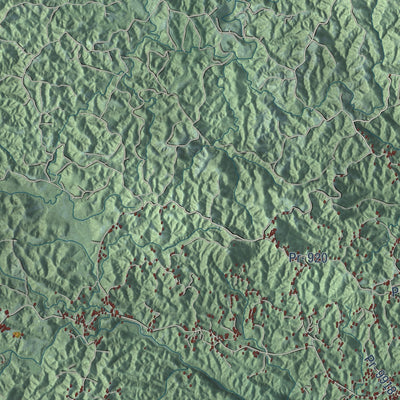 Close-up of the map of Yabucoa, Puerto Rico print showing street and building detail