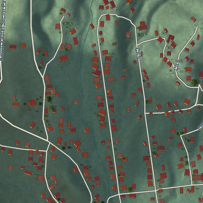 Close-up of the map of Yaurel, Puerto Rico print showing street and building detail