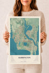 Map of Barrington, Rhode Island, 12 x 18 inch unframed archival matte print