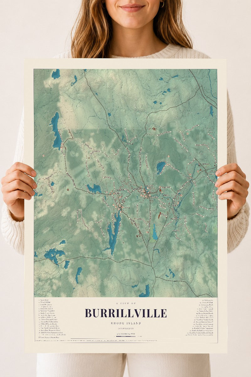 Burrillville, Rhode Island map print, 18" x 24" Archival Matte Print mockup