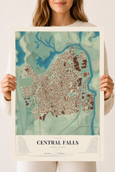Central Falls, Rhode Island map print, 18" x 24" Archival Matte Print mockup