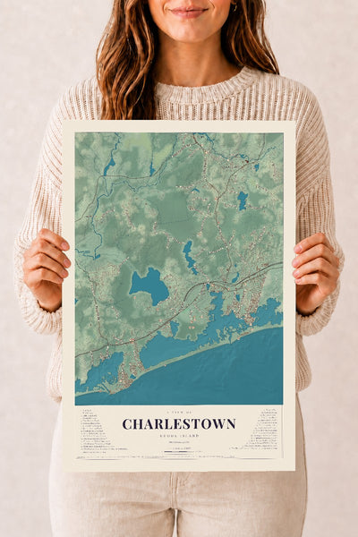 Charlestown, Rhode Island map print, 12" x 18" Archival Matte Print mockup