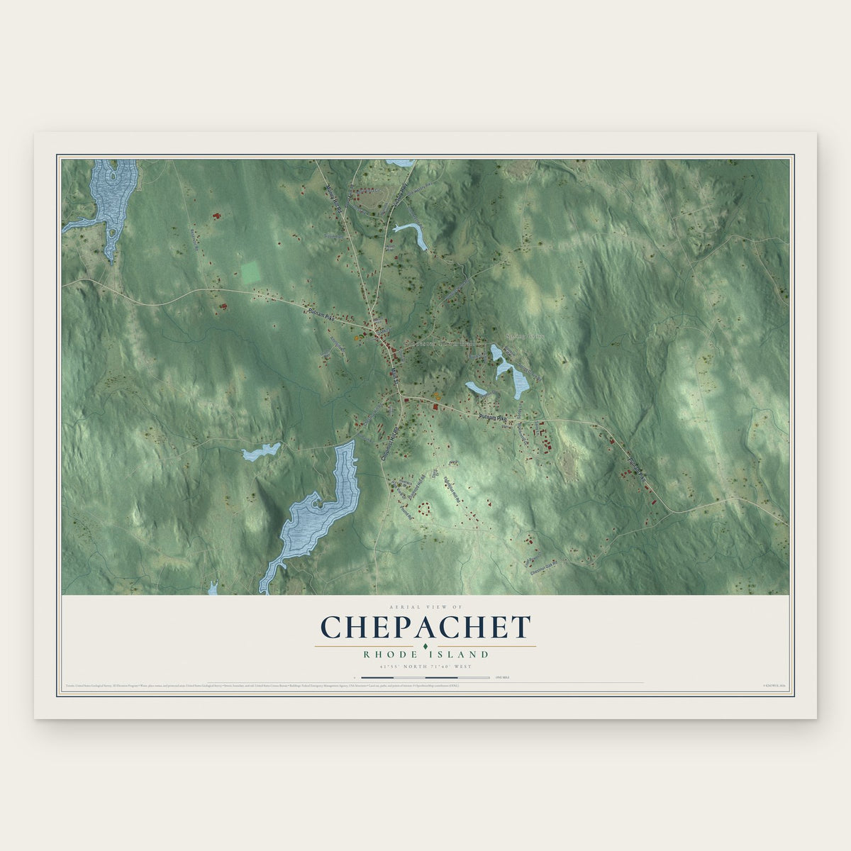Chepachet, Rhode Island map print, the full design