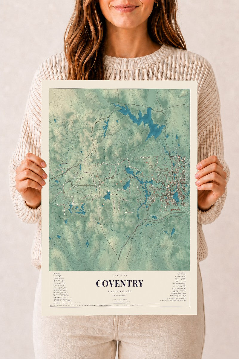 Coventry, Rhode Island map print, 12" x 18" Archival Matte Print mockup