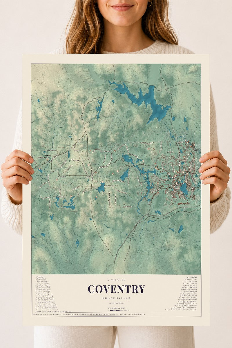 Coventry, Rhode Island map print, 18" x 24" Archival Matte Print mockup