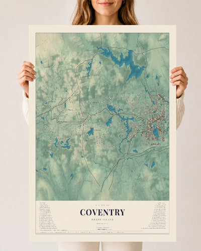 Coventry, Rhode Island map print, 24" x 36" Archival Matte Print mockup