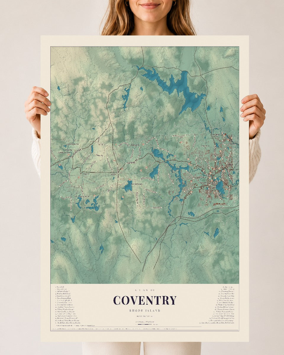 Coventry, Rhode Island map print, 24" x 36" Archival Matte Print mockup